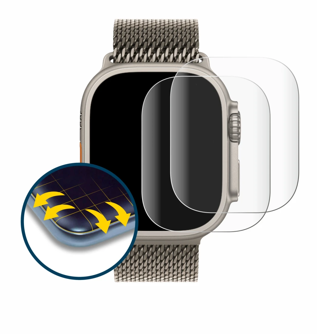 Image of the device Apple Watch Ultra 3 with a wide variety of screen protectors.