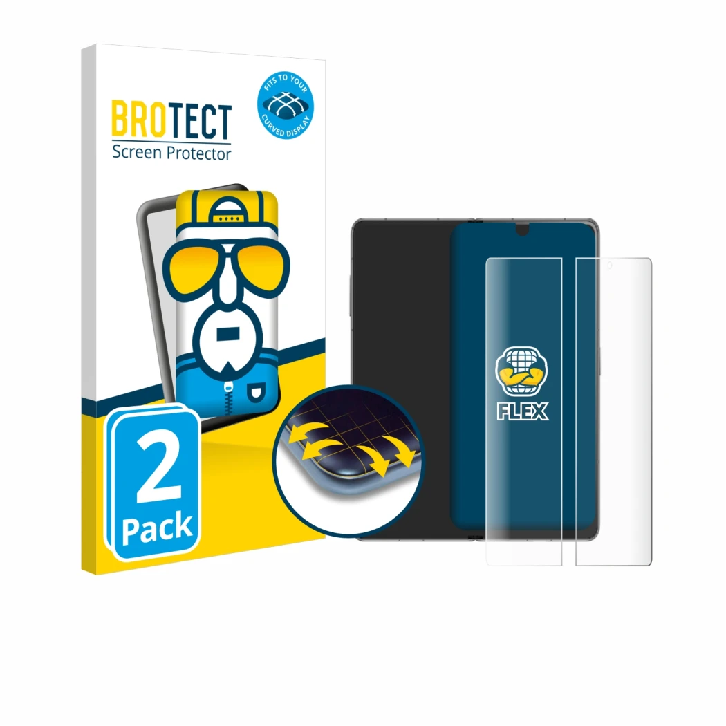 Front side of a product packaging with the brand logo BROTECT. Next to it is the device Honor Magic V3 (inneres Display) shown