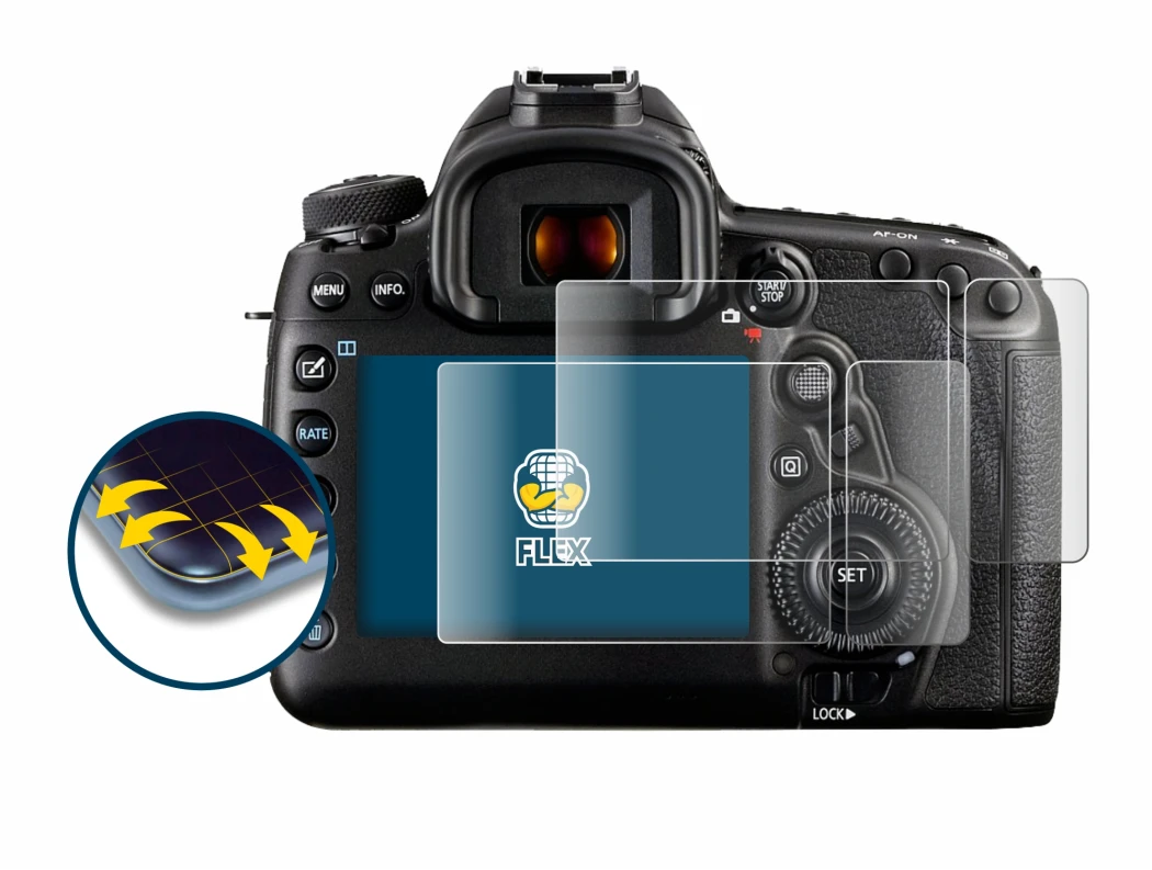 Image of the device Canon EOS 5D Mark IV (Display + top plate display) with a wide variety of screen protectors.