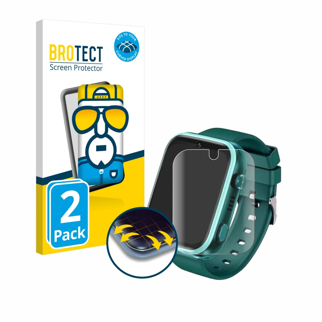 Front side of a product packaging with the brand logo BROTECT. Next to it is the device Okyuk T45 1.83