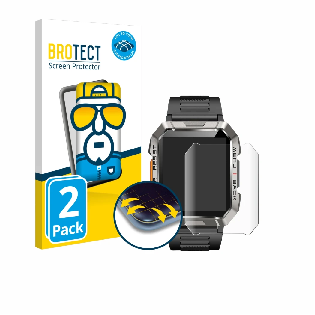 Front side of a product packaging with the brand logo BROTECT. Next to it is the device Baolubao W60 shown with the correspond