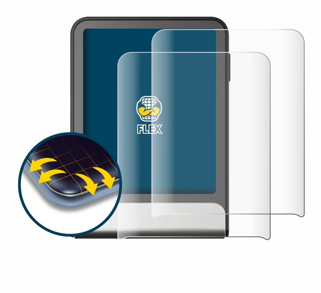 Image of the device Ledger Flex with a wide variety of screen protectors.