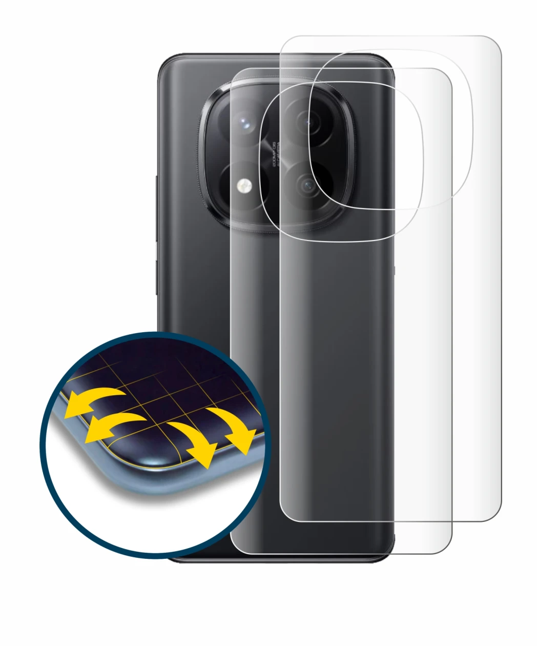 Image of the device Xiaomi Redmi Note 14 Pro Plus (Back) with a wide variety of screen protectors.