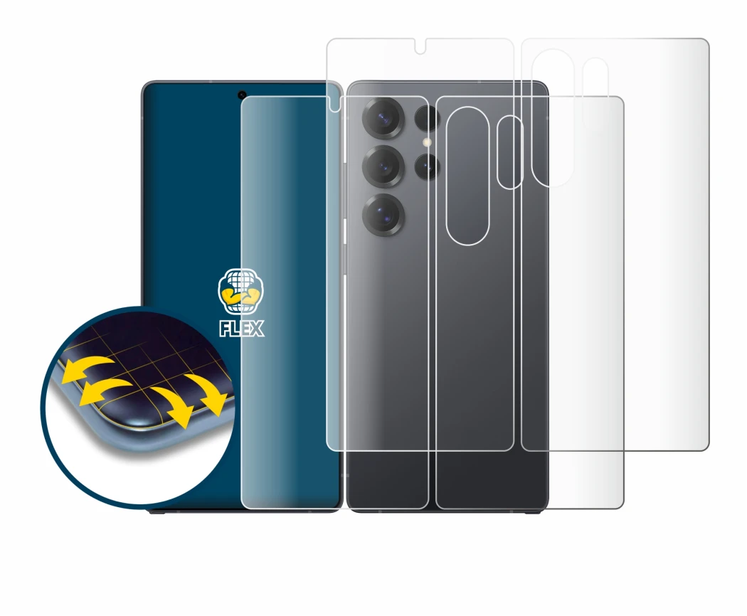 Image of the device Samsung Galaxy S25 Ultra (Front+Back) with a wide variety of screen protectors.