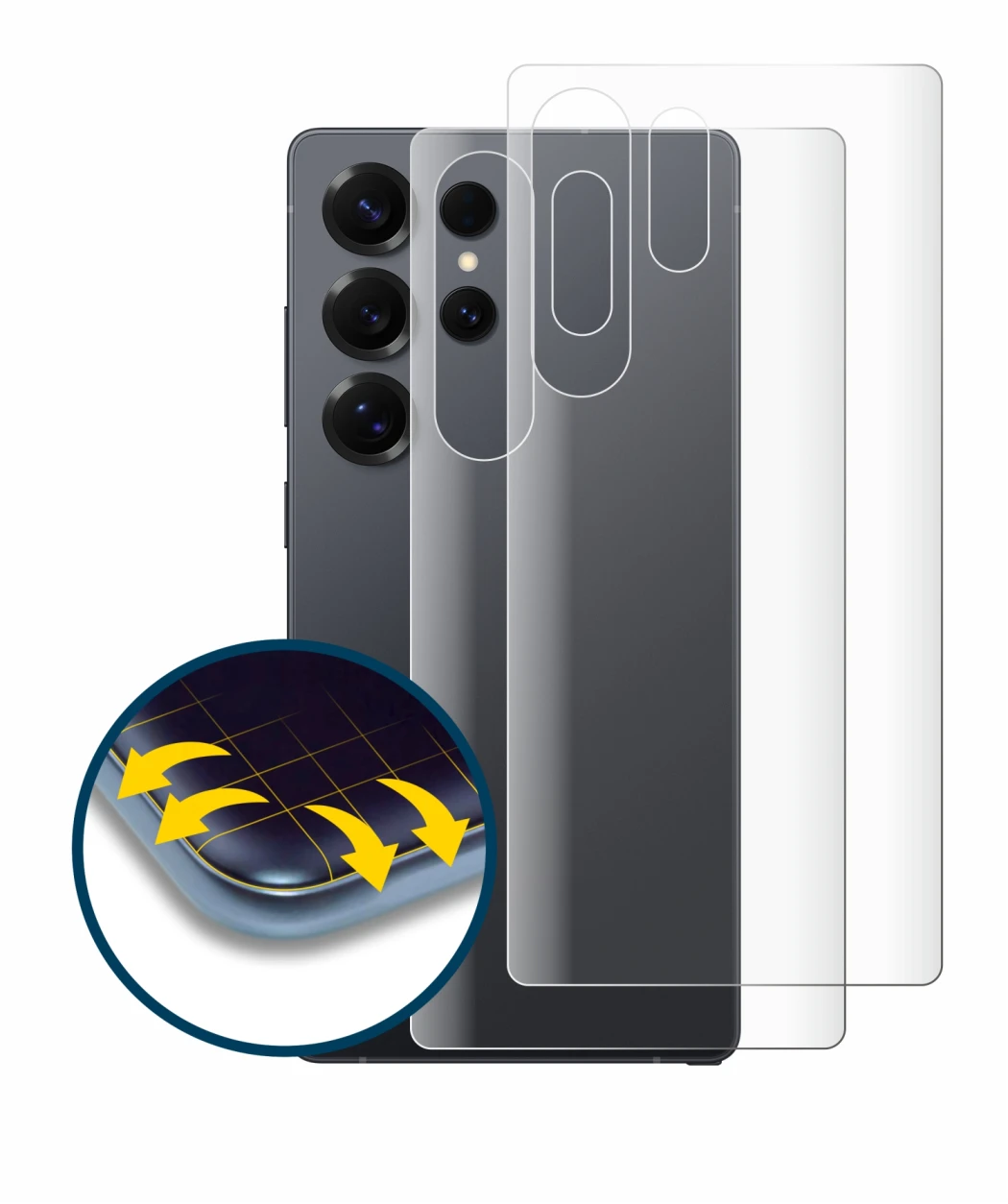 Image of the device Samsung Galaxy S25 Ultra Enterprise Edition (Back) with a wide variety of screen protectors.