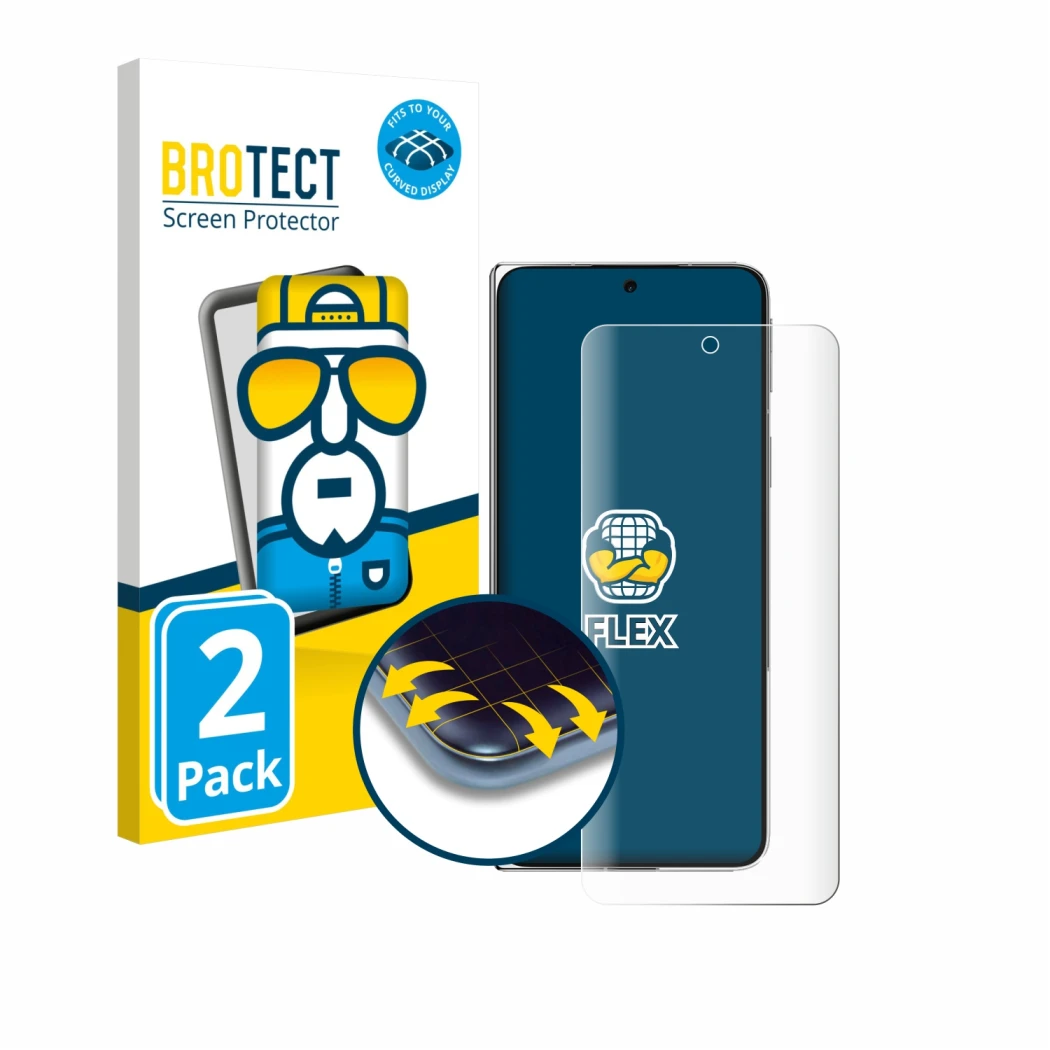 Front side of a product packaging with the brand logo BROTECT. Next to it is the device Oppo Find N5 shown with the correspond