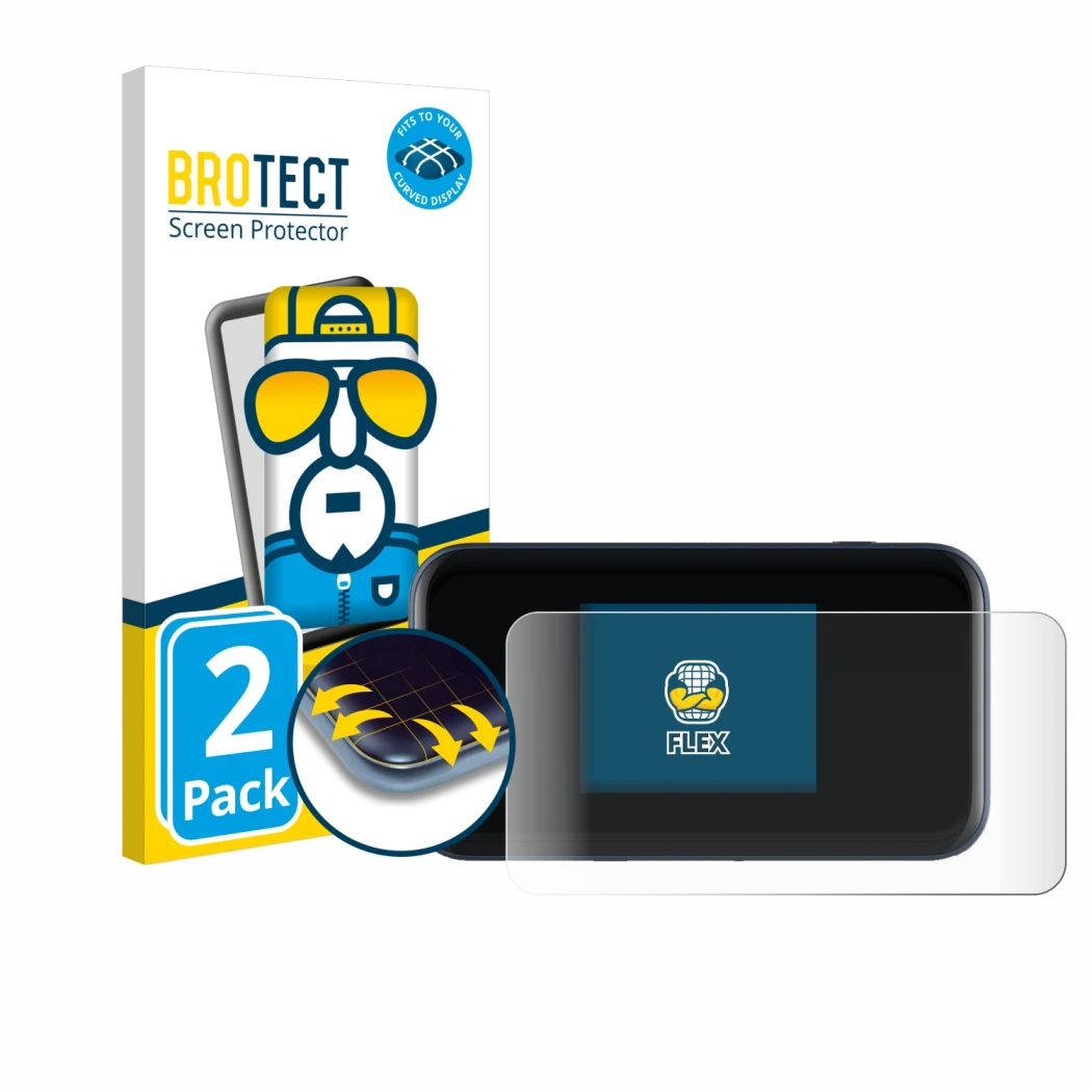 Front side of a product packaging with the brand logo BROTECT. Next to it is the device ZTE MU5002 shown with the correspondin