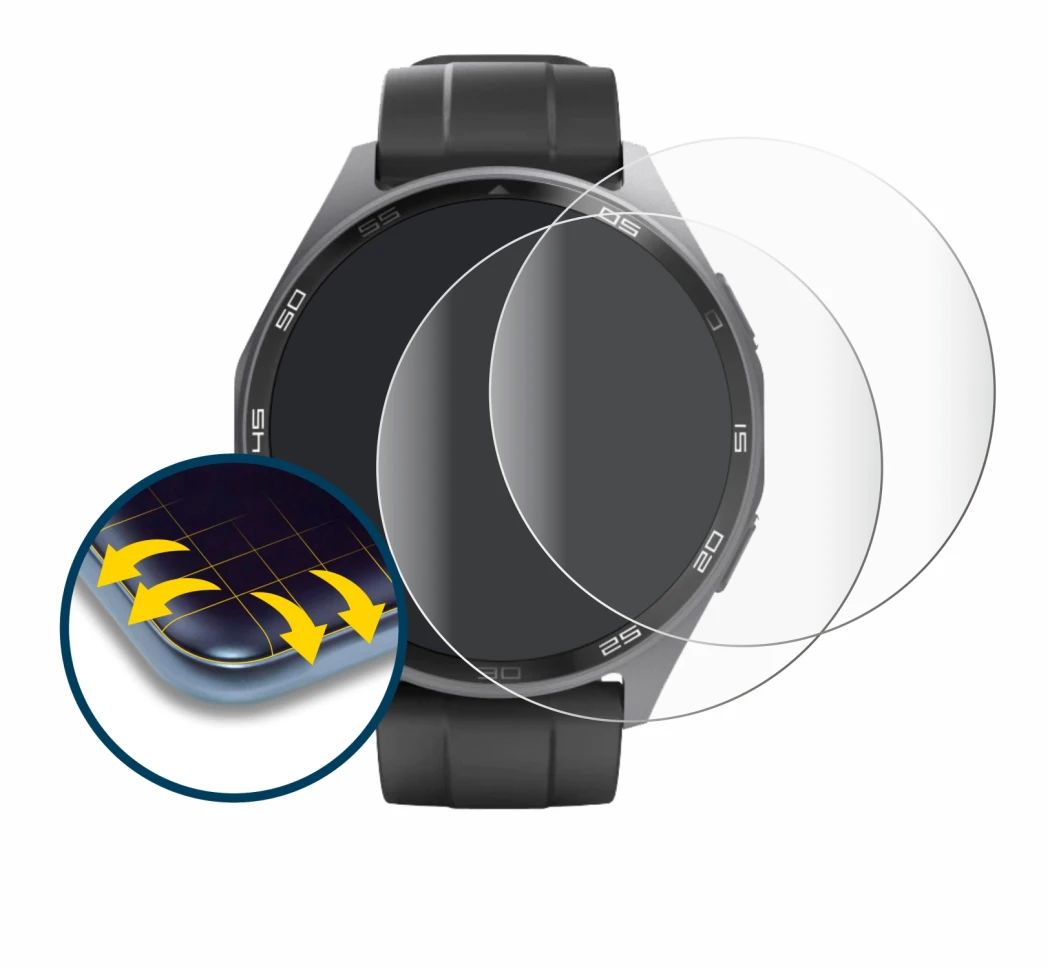 Image of the device Hama Smartwatch 7010 with a wide variety of screen protectors.