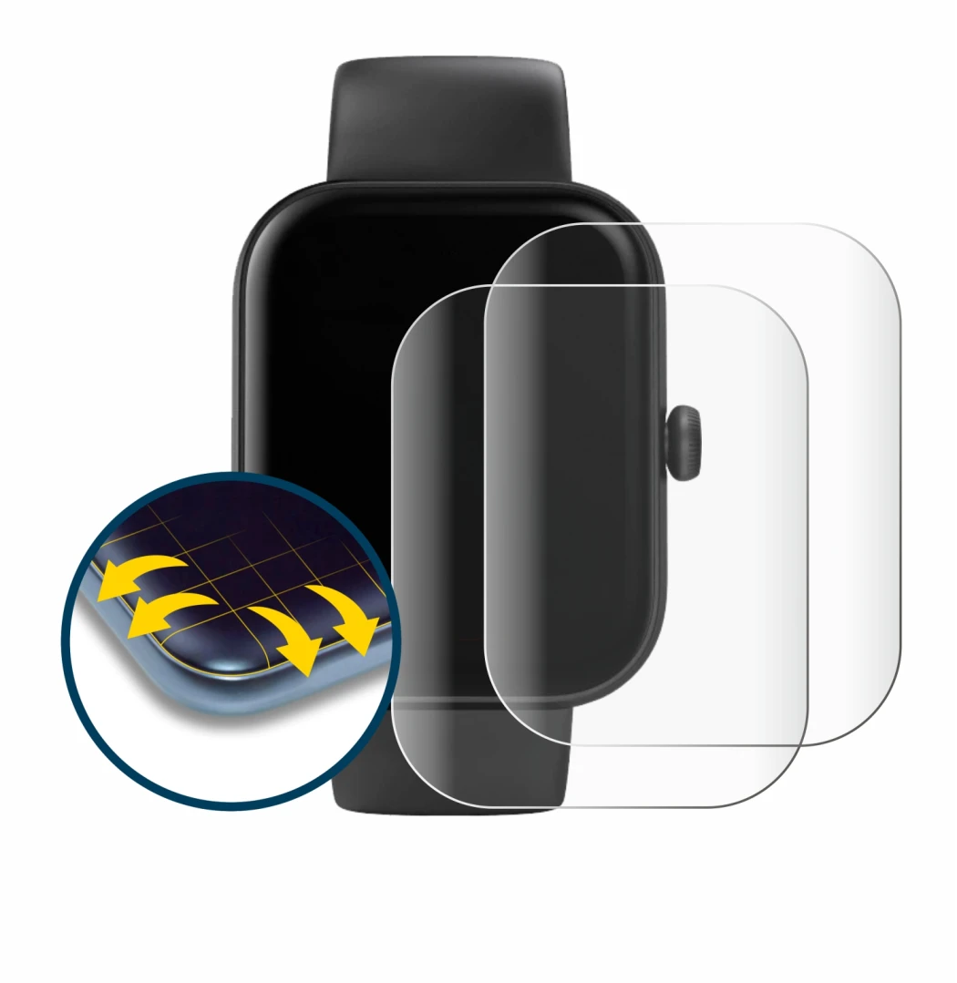 Image of the device Hama Smartwatch 5000 with a wide variety of screen protectors.
