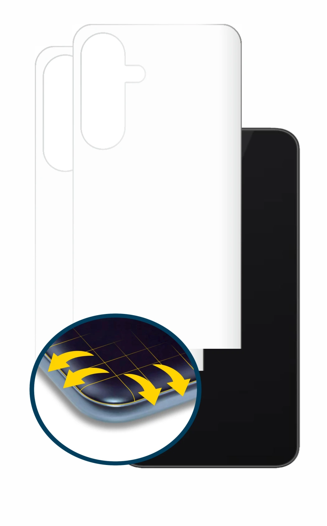 Image of the device Samsung Galaxy A26 5G (Back) with a wide variety of screen protectors.