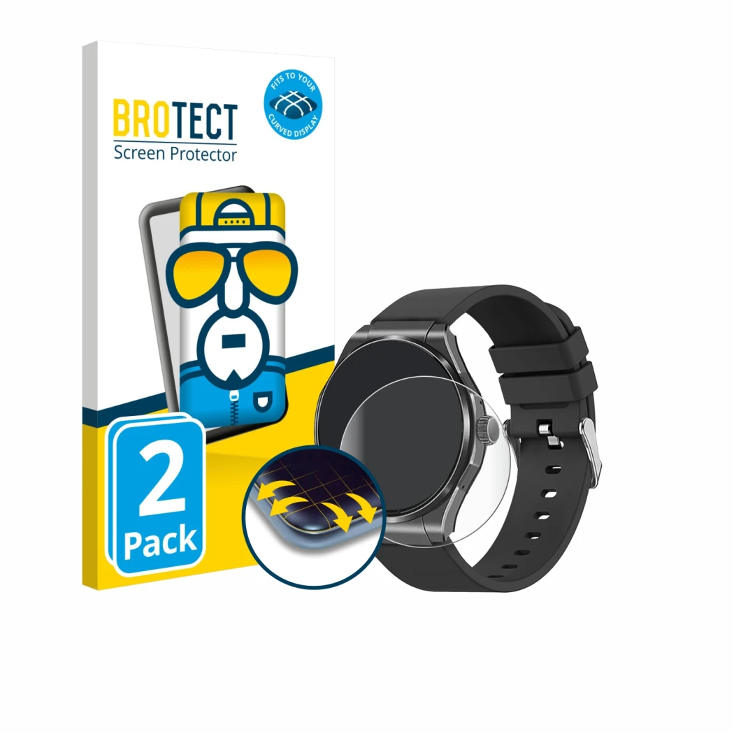 Front side of a product packaging with the brand logo BROTECT. Next to it is the device Knauermann Pro 3 2024 (round) shown wi