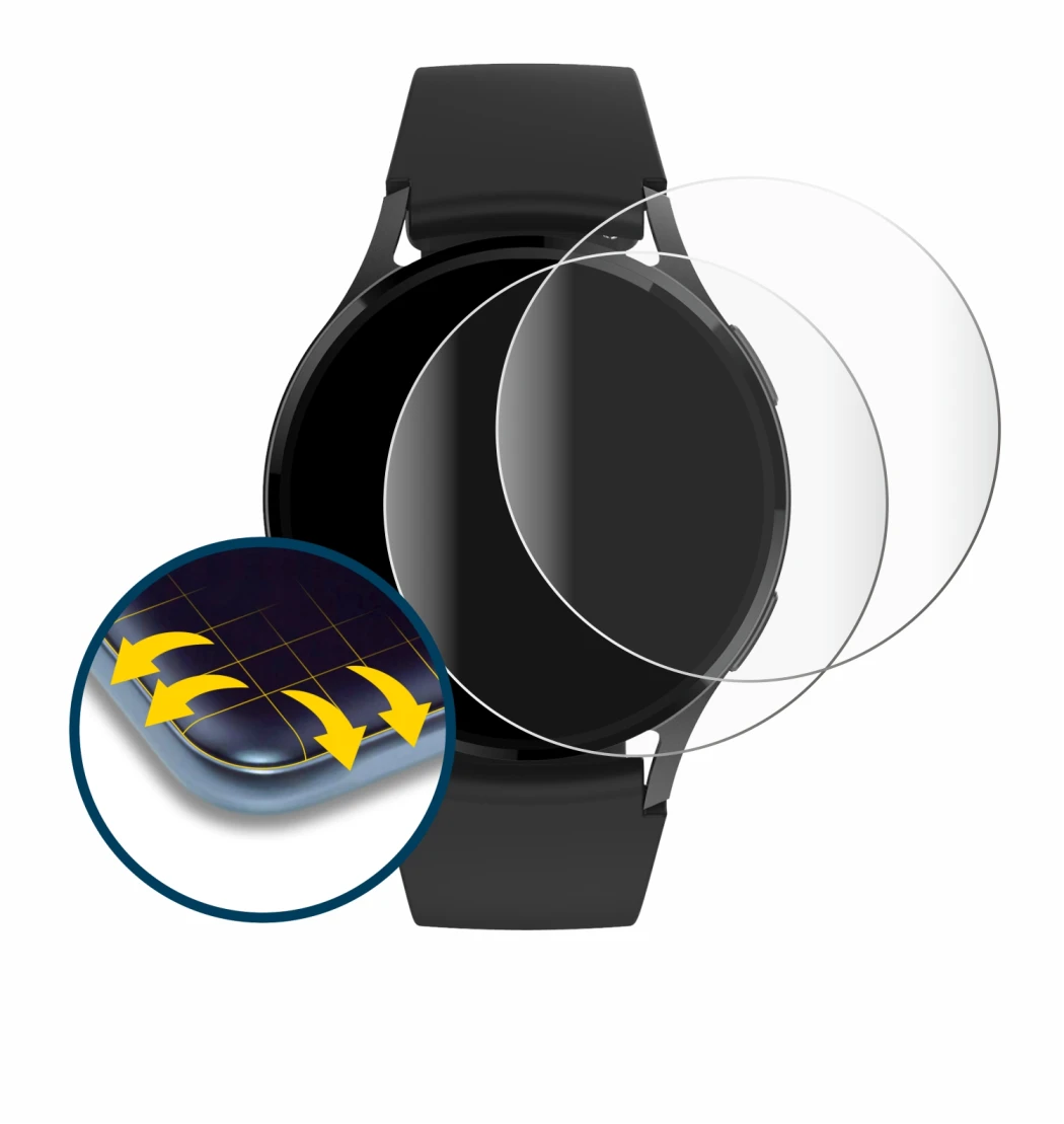 Image of the device Levowatch EDGY with a wide variety of screen protectors.
