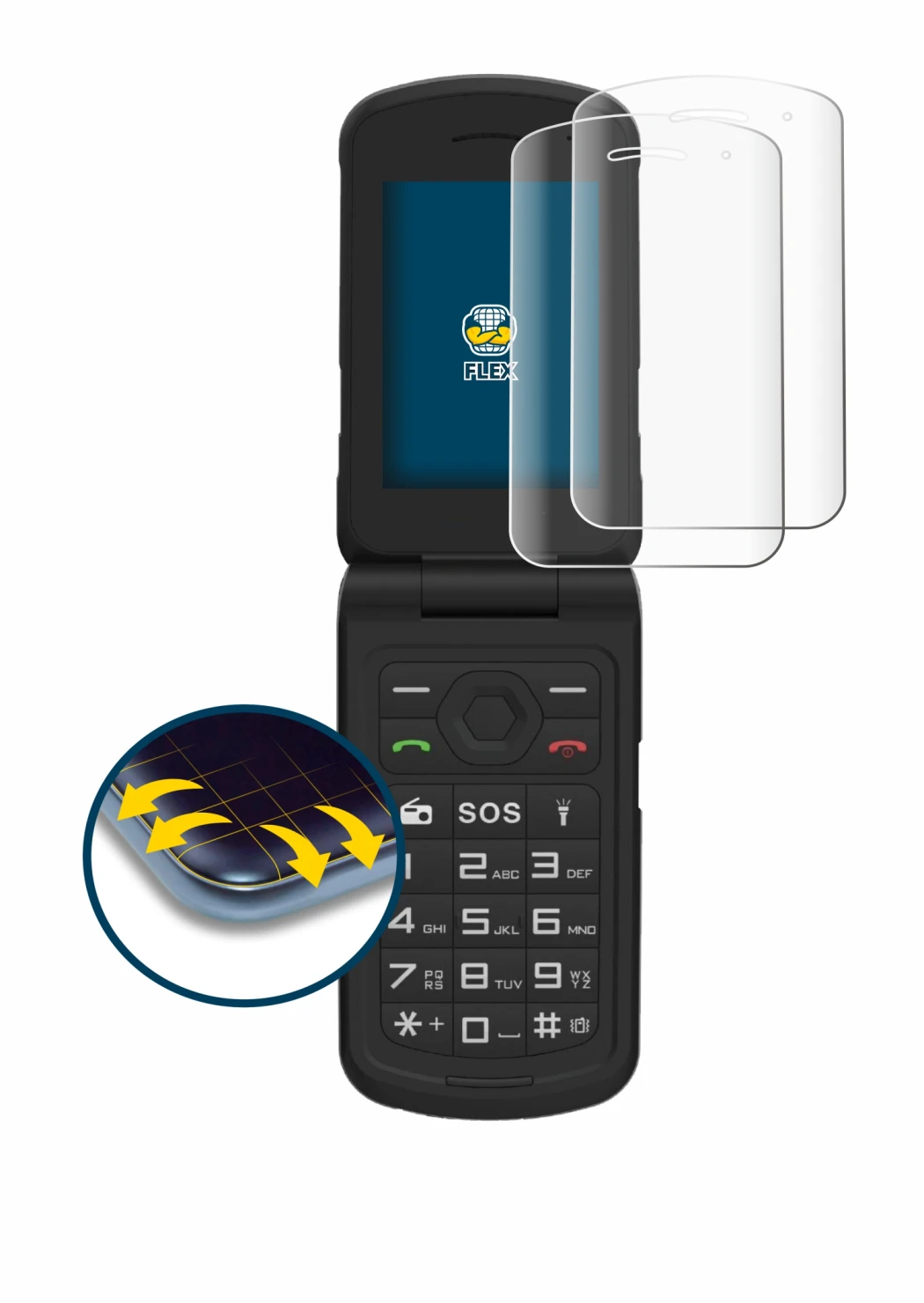 Image of the device AGM M10 with a wide variety of screen protectors.