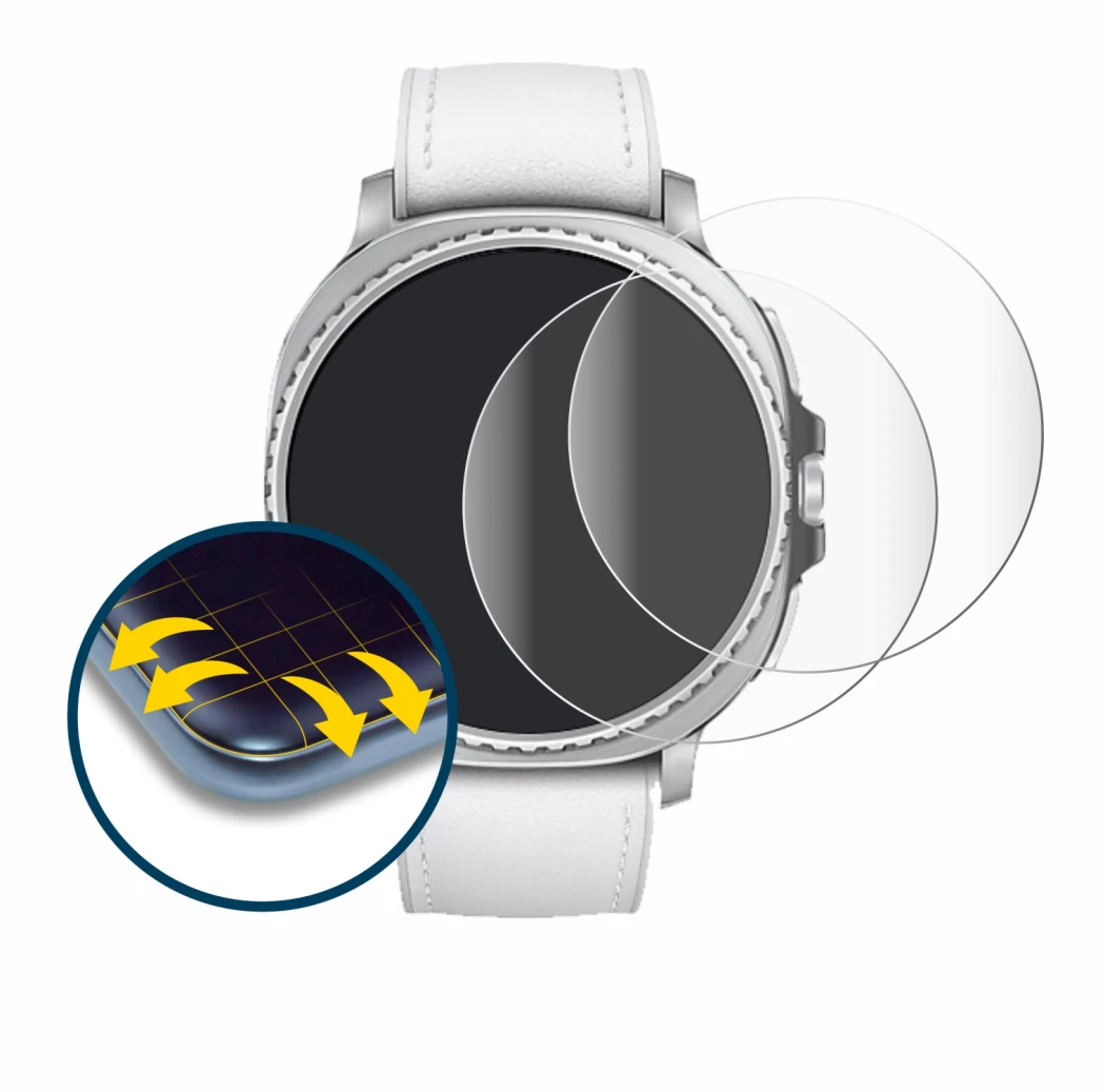 Image of the device Samsung Galaxy Watch 8 Classic (46 mm) with a wide variety of screen protectors.