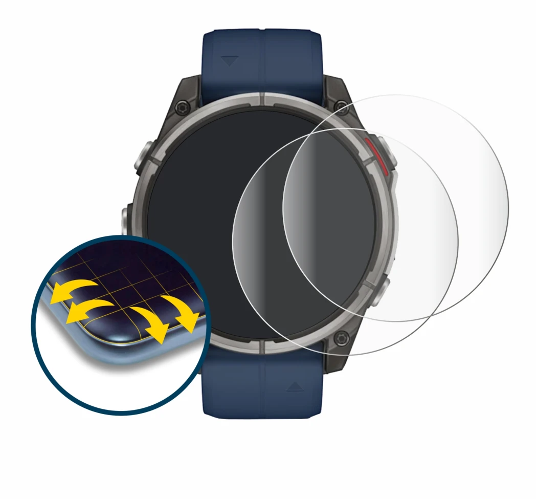 Image of the device Garmin quatix 8 (47 mm) with a wide variety of screen protectors.