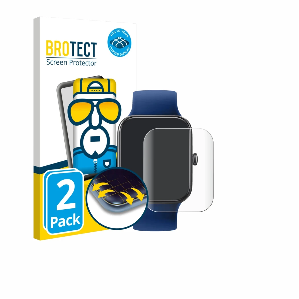 Front side of a product packaging with the brand logo BROTECT. Next to it is the device Decathlon CW500 M shown with the corre