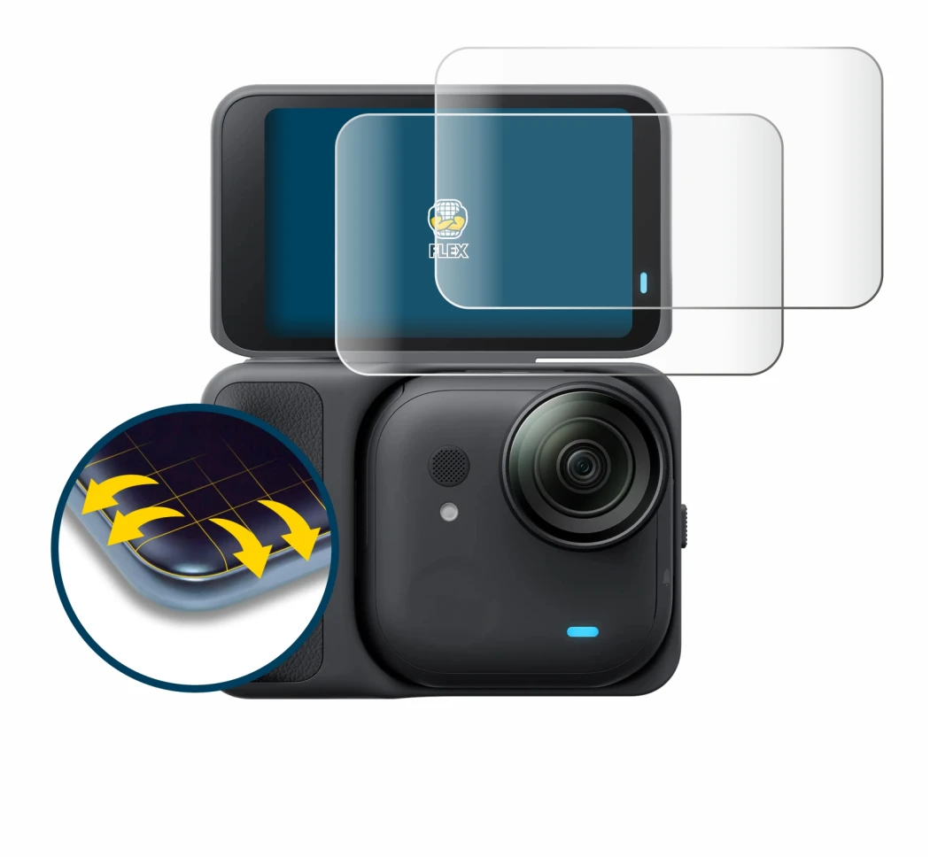 Image of the device Insta360 Go Ultra with a wide variety of screen protectors.
