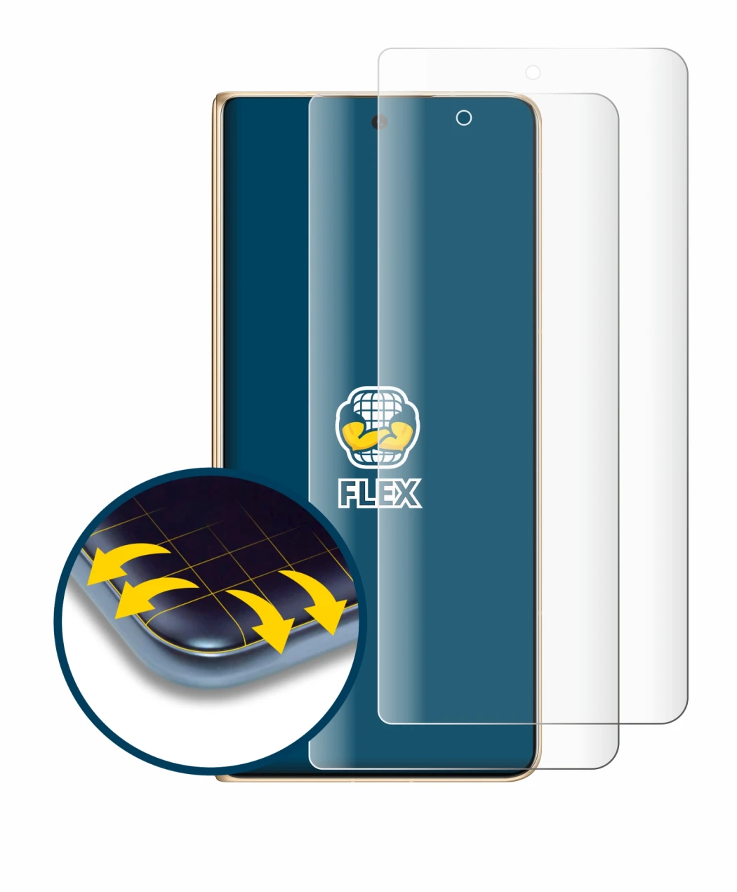 Image of the device Honor Magic V5 with a wide variety of screen protectors.