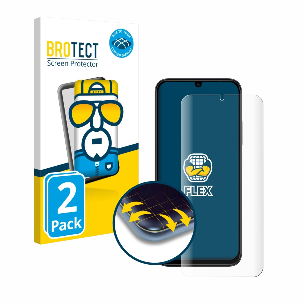 Front side of a product packaging with the brand logo BROTECT. Next to it is the device Xiaomi Redmi 15C shown with the corres