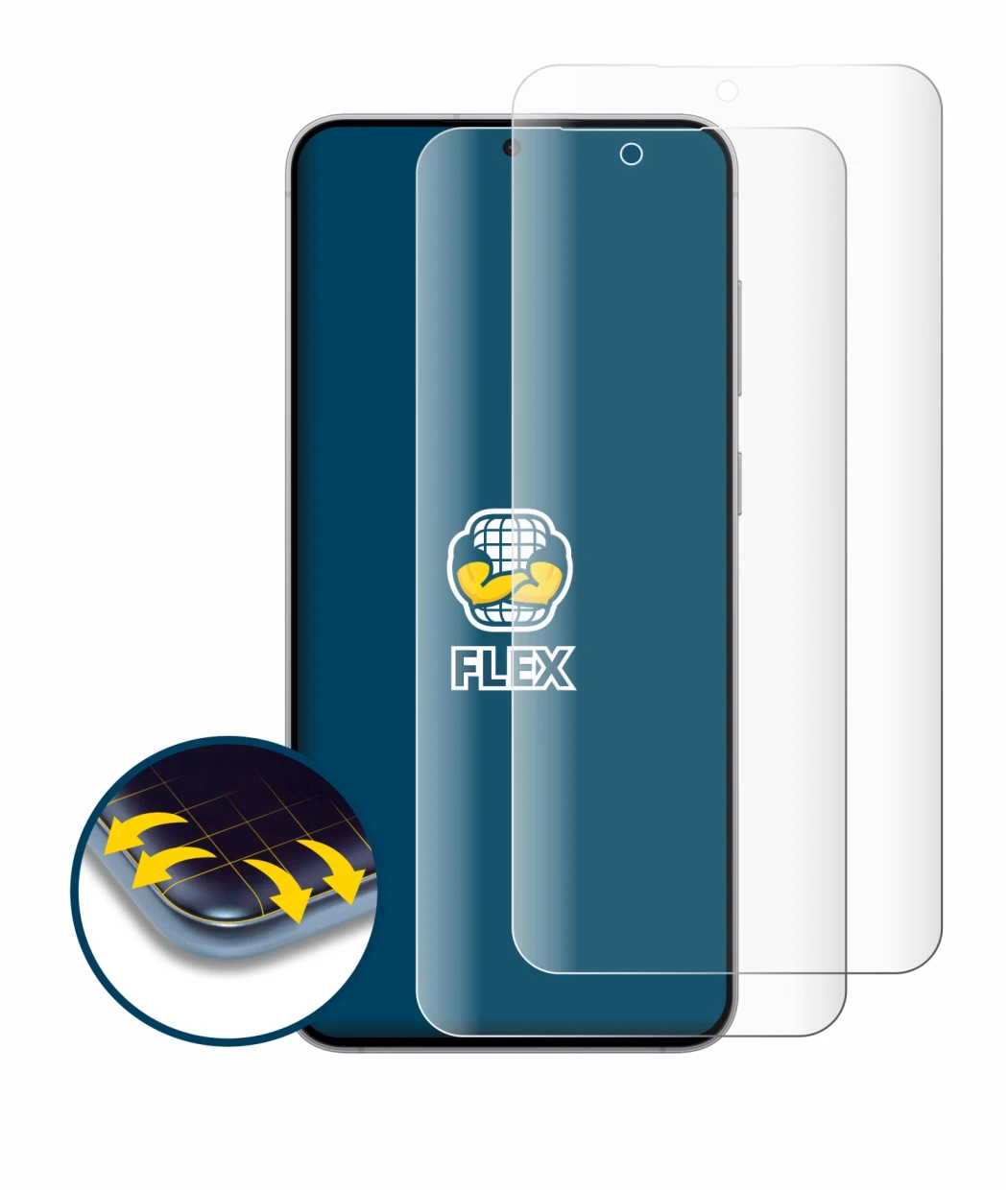Image of the device Samsung Galaxy S25 FE with a wide variety of screen protectors.