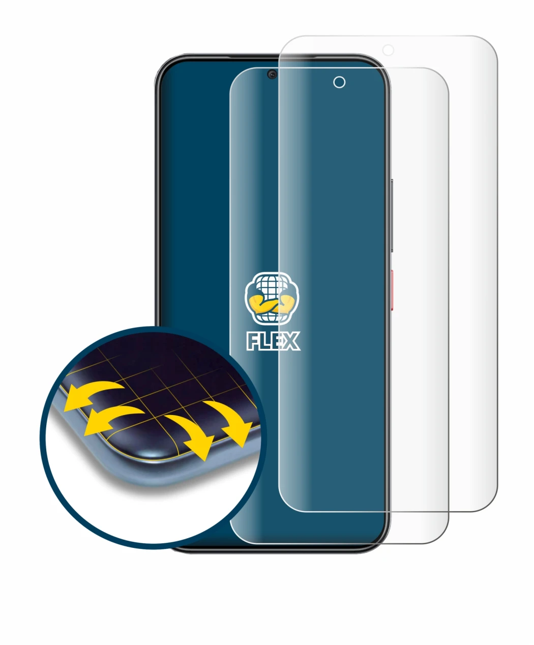 Image of the device Nubia Air with a wide variety of screen protectors.