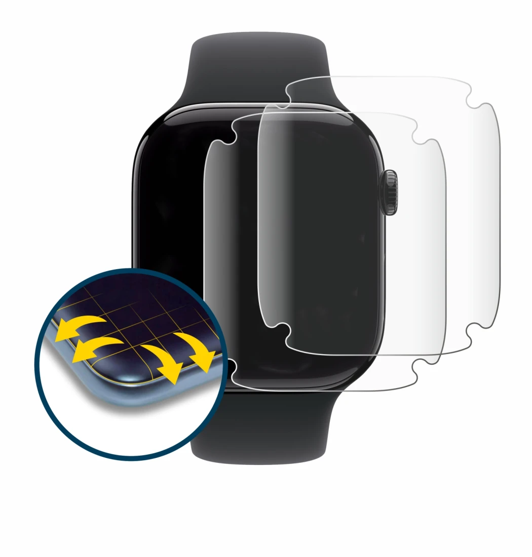 Image of the device Apple Watch Series 11 (46 mm) with a wide variety of screen protectors.