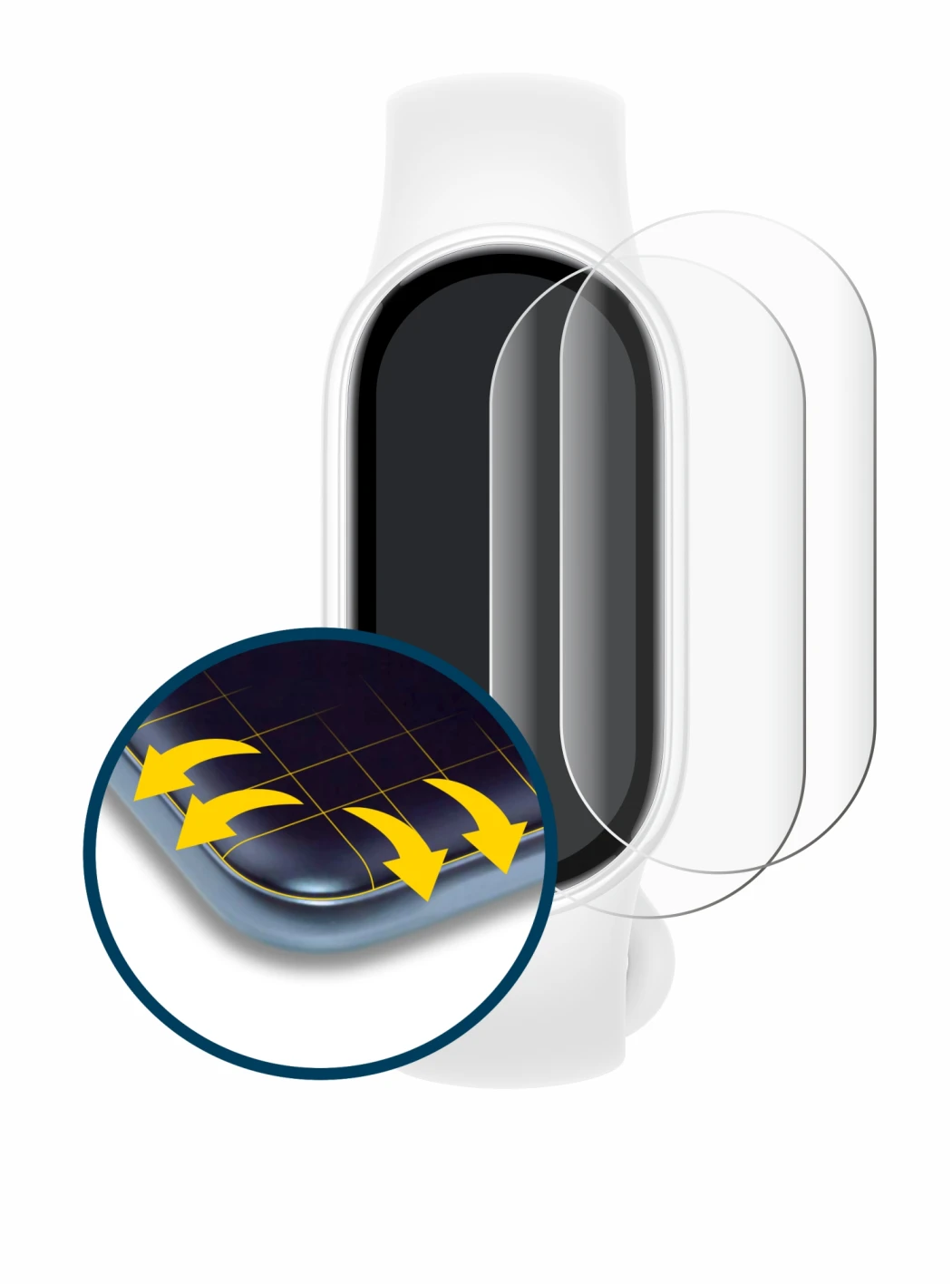 Image of the device Xiaomi Smart Band 10 Ceramic Edition with a wide variety of screen protectors.