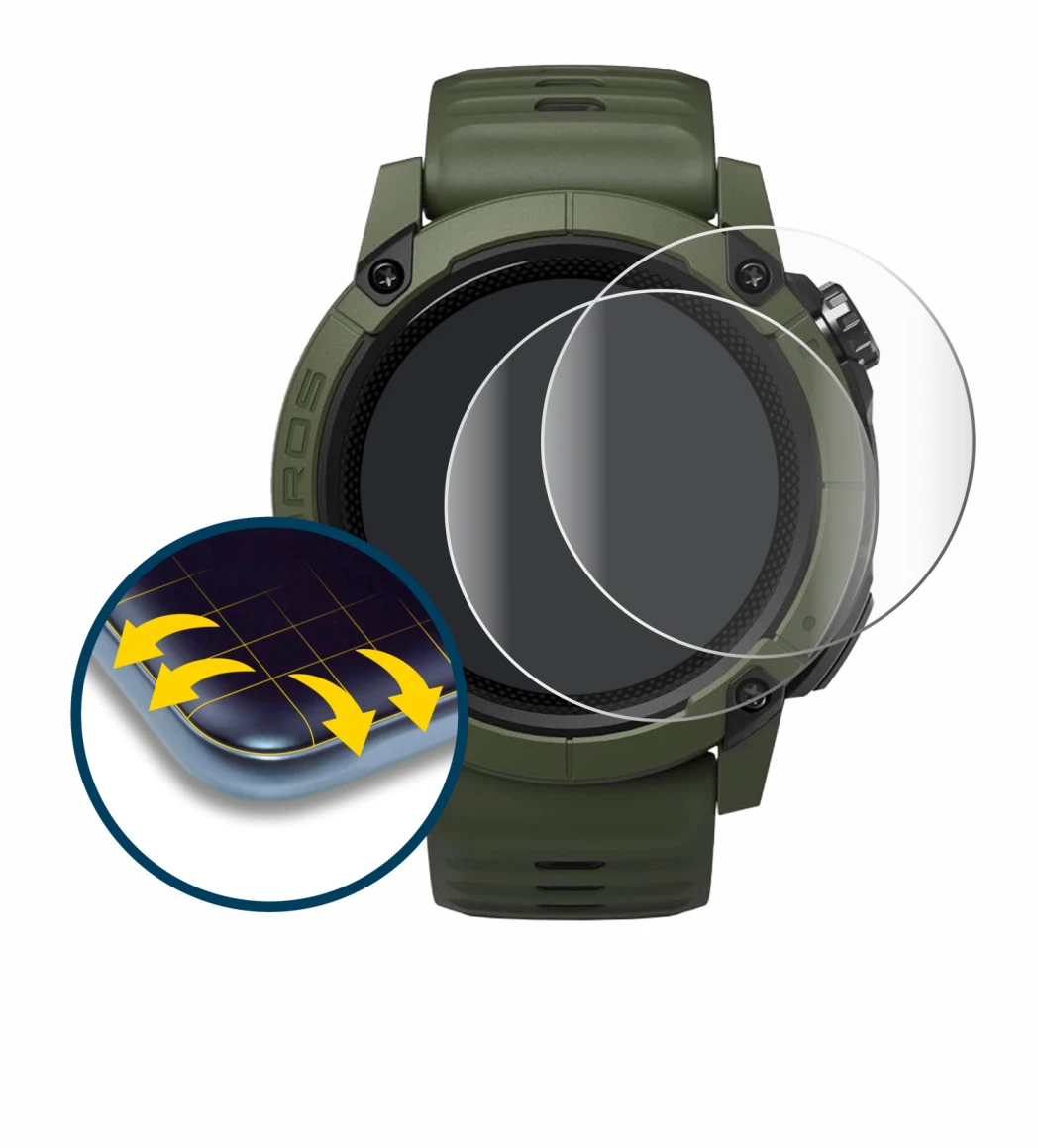 Image of the device Coros NOMAD with a wide variety of screen protectors.