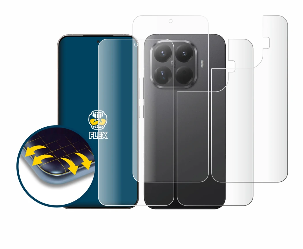 Image of the device Xiaomi 15T Pro (Front+Back) with a wide variety of screen protectors.