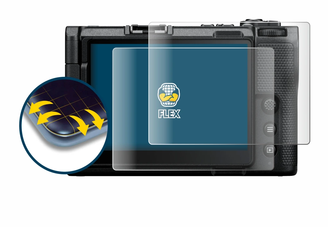Image of the device Nikon ZR with a wide variety of screen protectors.