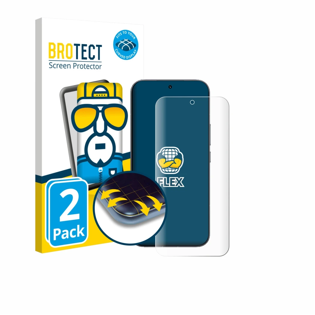 Front side of a product packaging with the brand logo BROTECT. Next to it is the device Xiaomi Redmi K90 Pro Max shown with th
