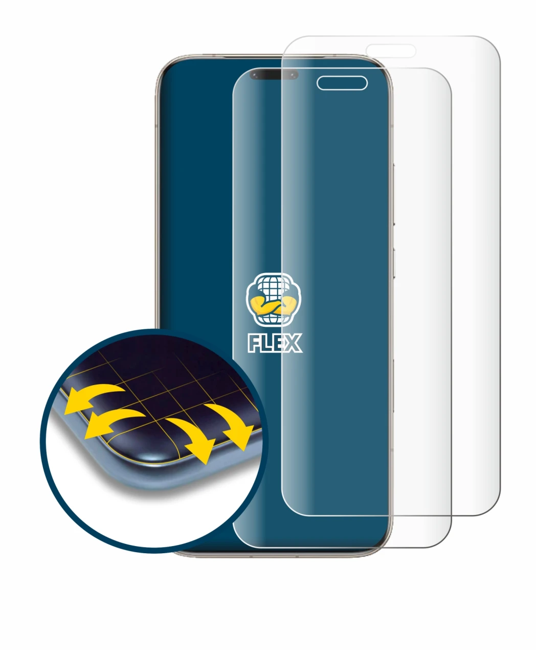 Image of the device Honor Magic 8 Pro with a wide variety of screen protectors.