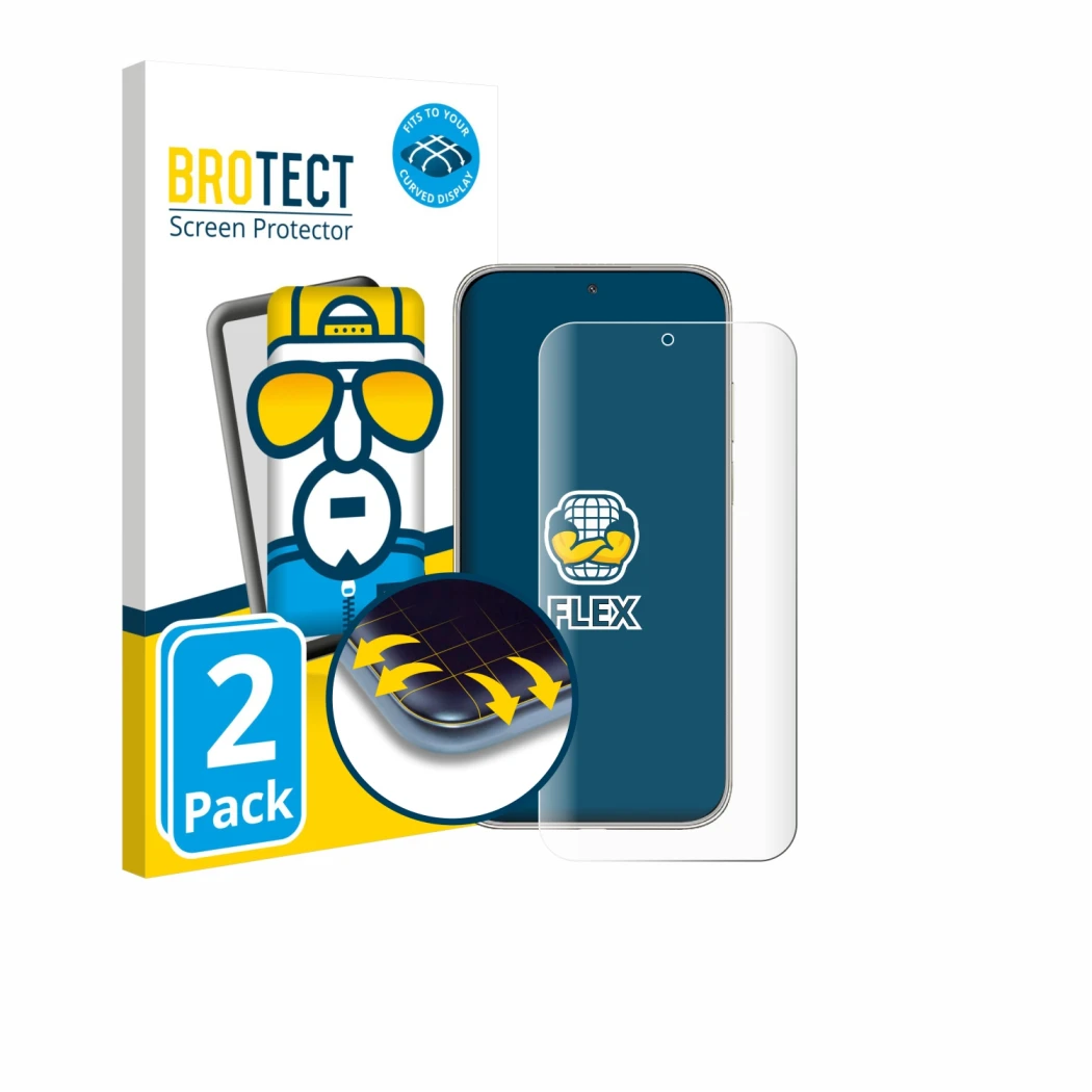 Front side of a product packaging with the brand logo BROTECT. Next to it is the device Huawei Mate 70 Air shown with the corr