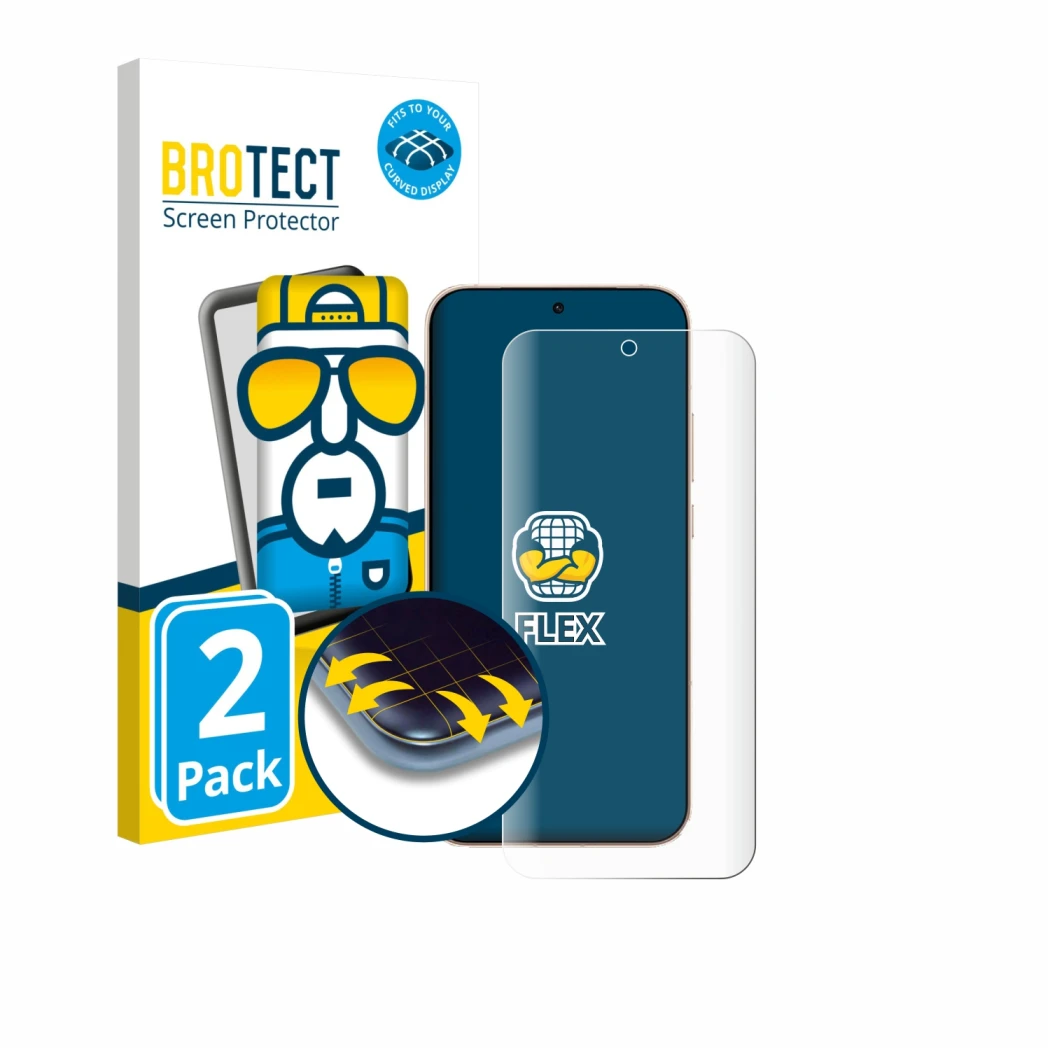 Front side of a product packaging with the brand logo BROTECT. Next to it is the device Oppo Reno 15 Pro shown with the corres