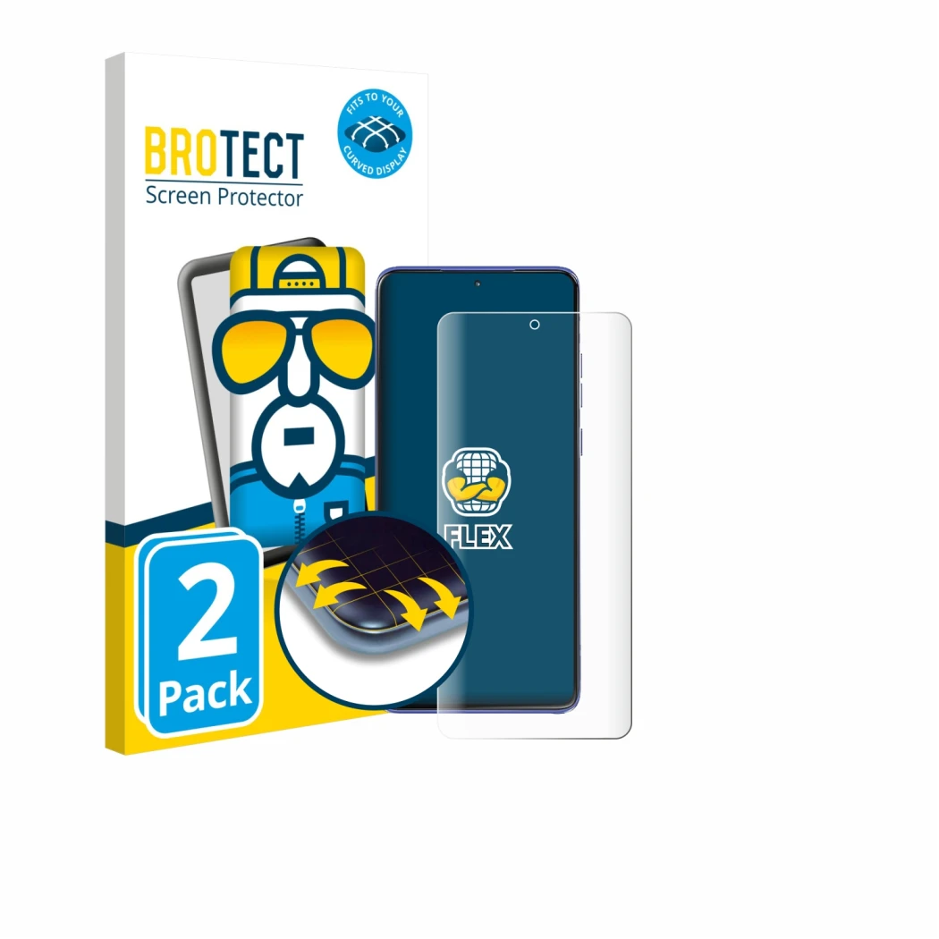 Front side of a product packaging with the brand logo BROTECT. Next to it is the device Motorola Edge 60 Stylus shown with the