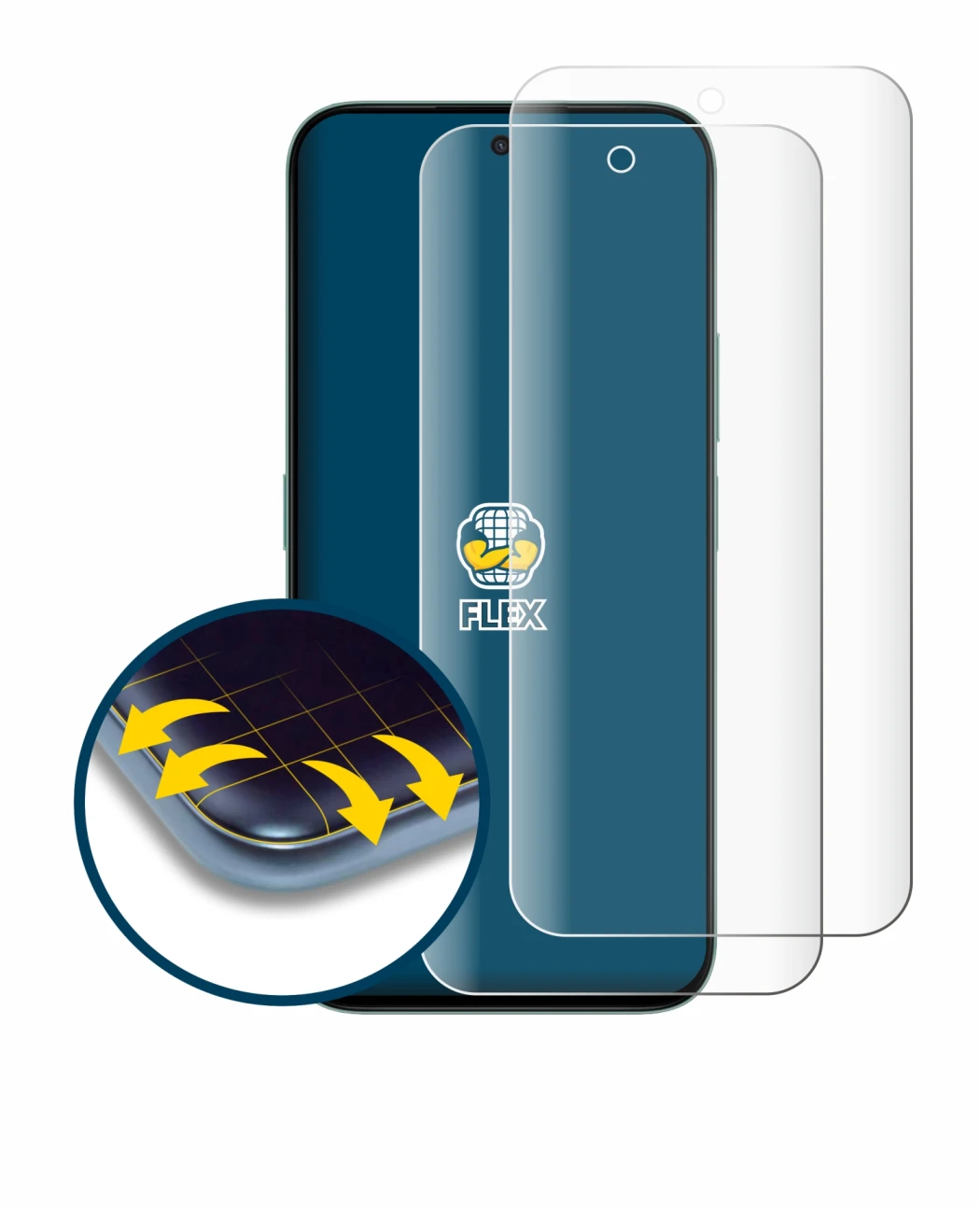 Image of the device Honor X6c with a wide variety of screen protectors.