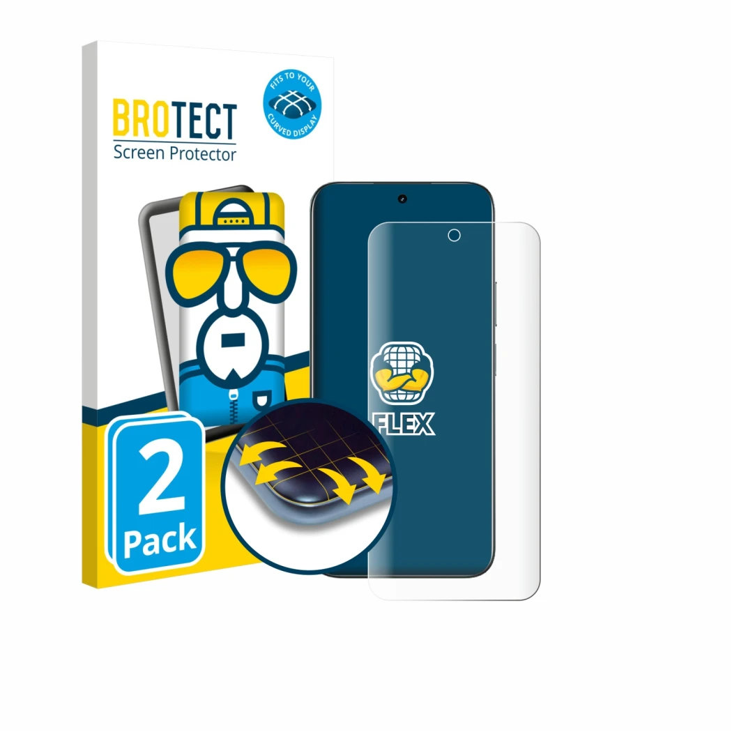 Front side of a product packaging with the brand logo BROTECT. Next to it is the device realme C85 shown with the correspondin