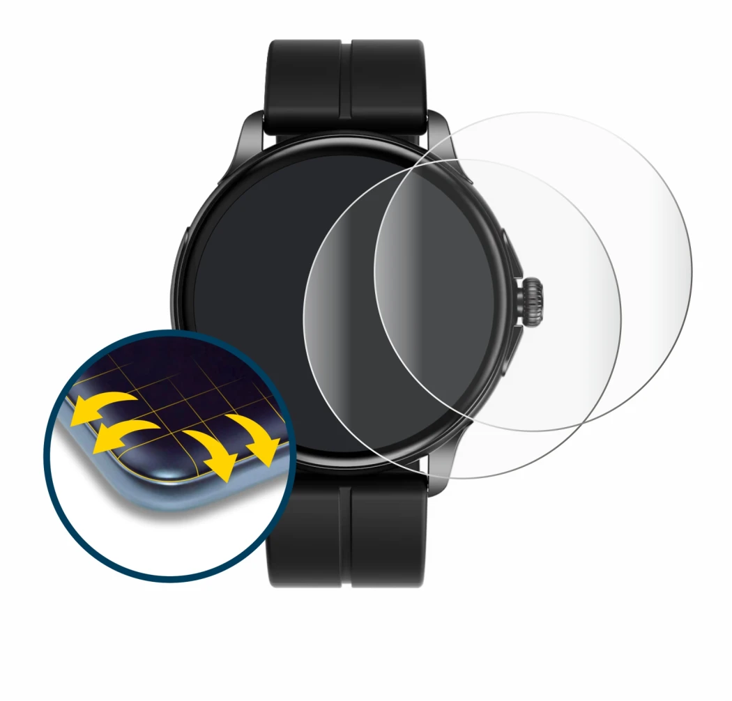 Image of the device HMD Watch X1 with a wide variety of screen protectors.