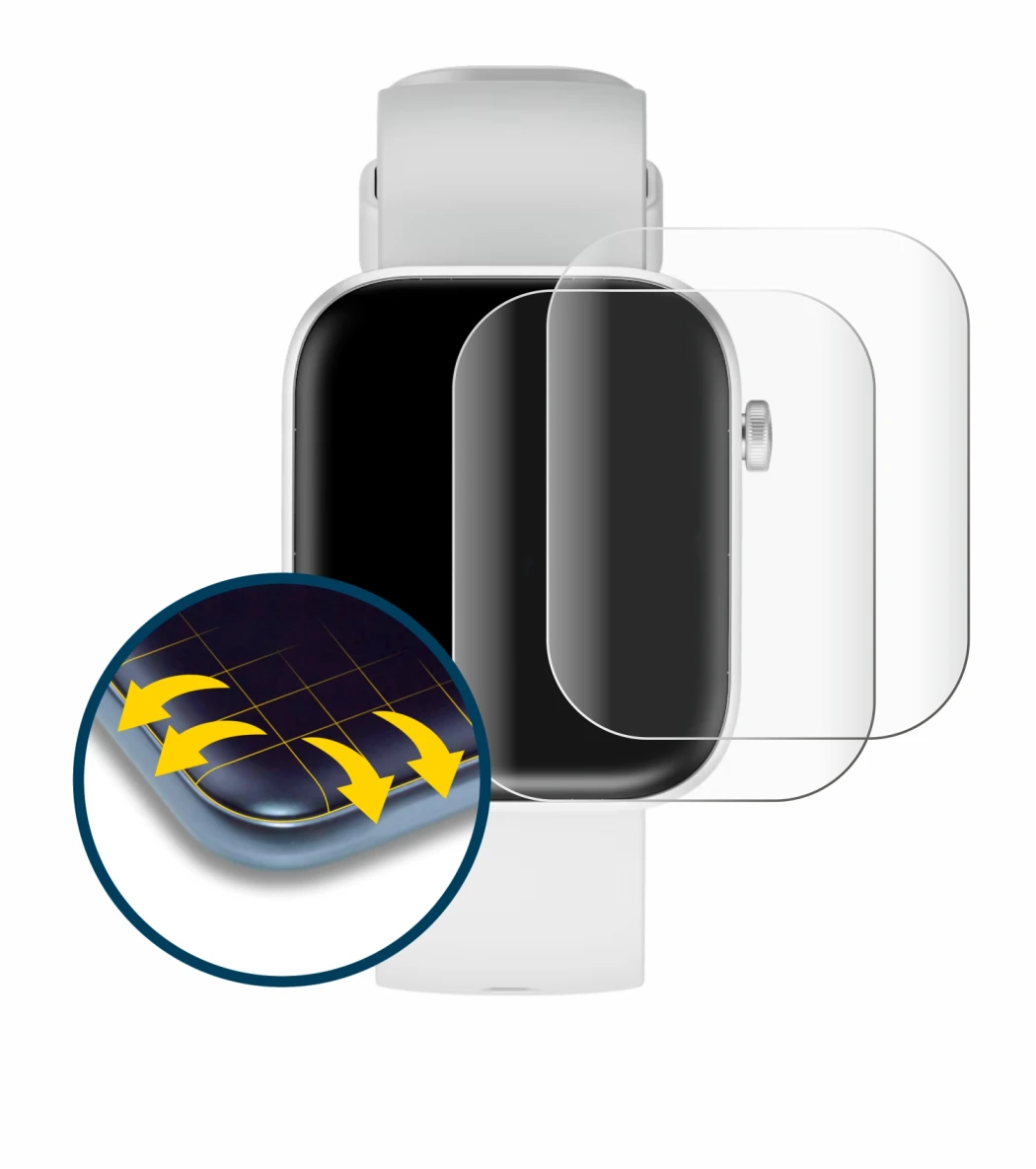 Image of the device HMD Watch P1 with a wide variety of screen protectors.