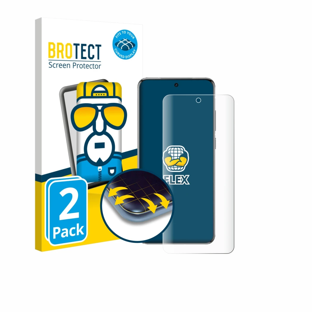 Front side of a product packaging with the brand logo BROTECT. Next to it is the device Vivo X200T shown with the correspondin