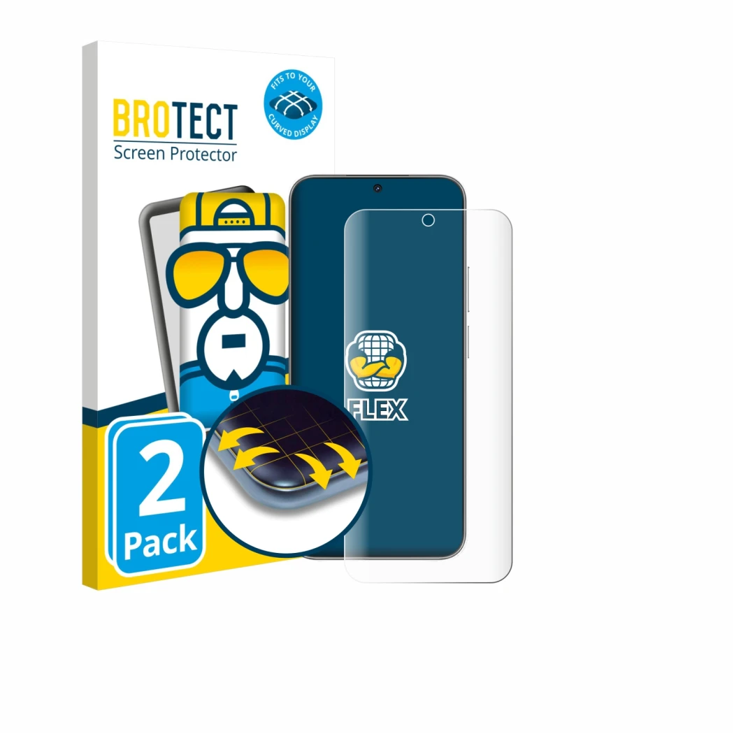 Front side of a product packaging with the brand logo BROTECT. Next to it is the device Huawei Nova 14 shown with the correspo