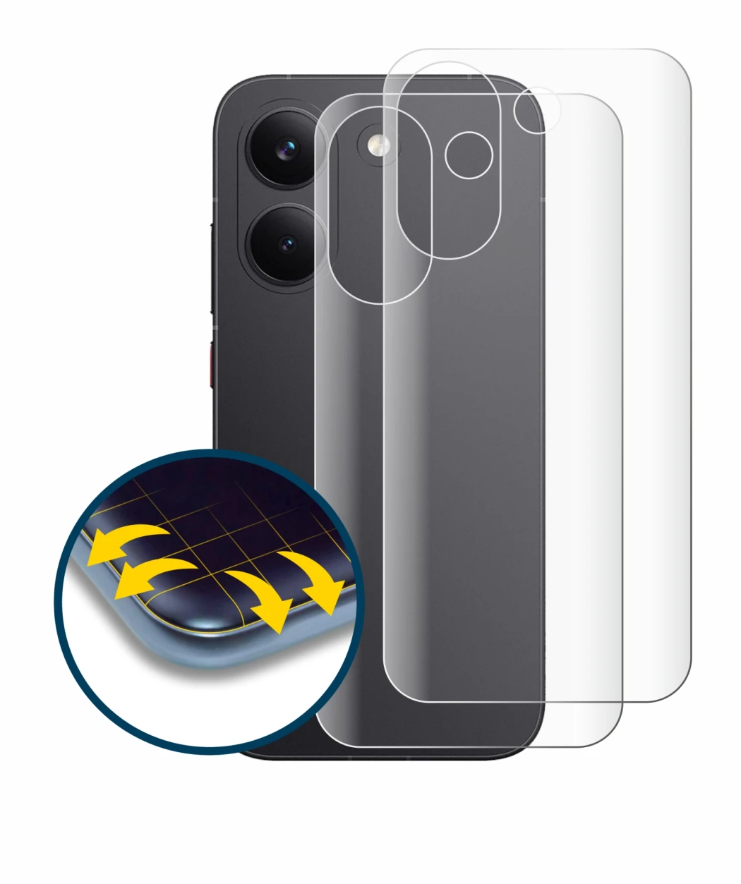 Image of the device Xiaomi Poco X8 Pro (Back) with a wide variety of screen protectors.