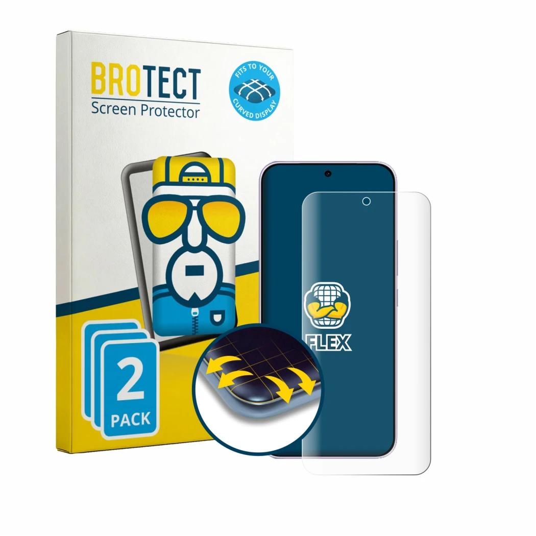 Front side of a product packaging with the brand logo BROTECT. Next to it is the device Vivo V70 FE shown with the correspondi