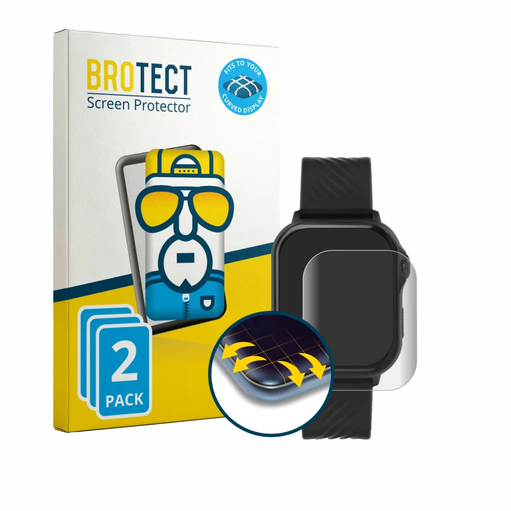 Front side of a product packaging with the brand logo BROTECT. Next to it is the device Reflex Active Venture 400 S XL AMOLED