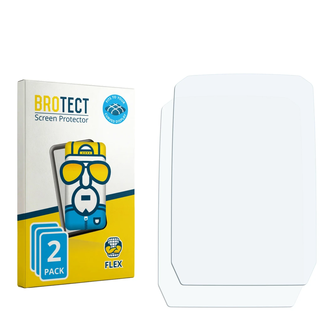 Front side of a product packaging with the brand logo BROTECT. Next to it is the corresponding screen protector.