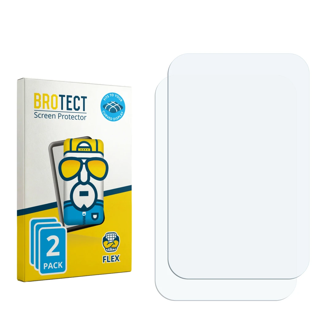 Front side of a product packaging with the brand logo BROTECT. Next to it is the corresponding screen protector.