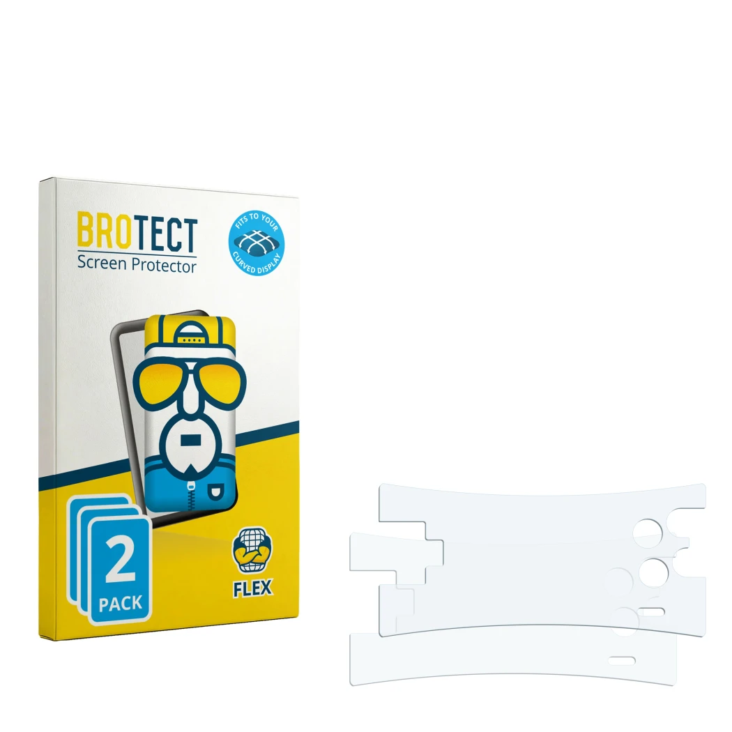 Front side of a product packaging with the brand logo BROTECT. Next to it is the corresponding screen protector.