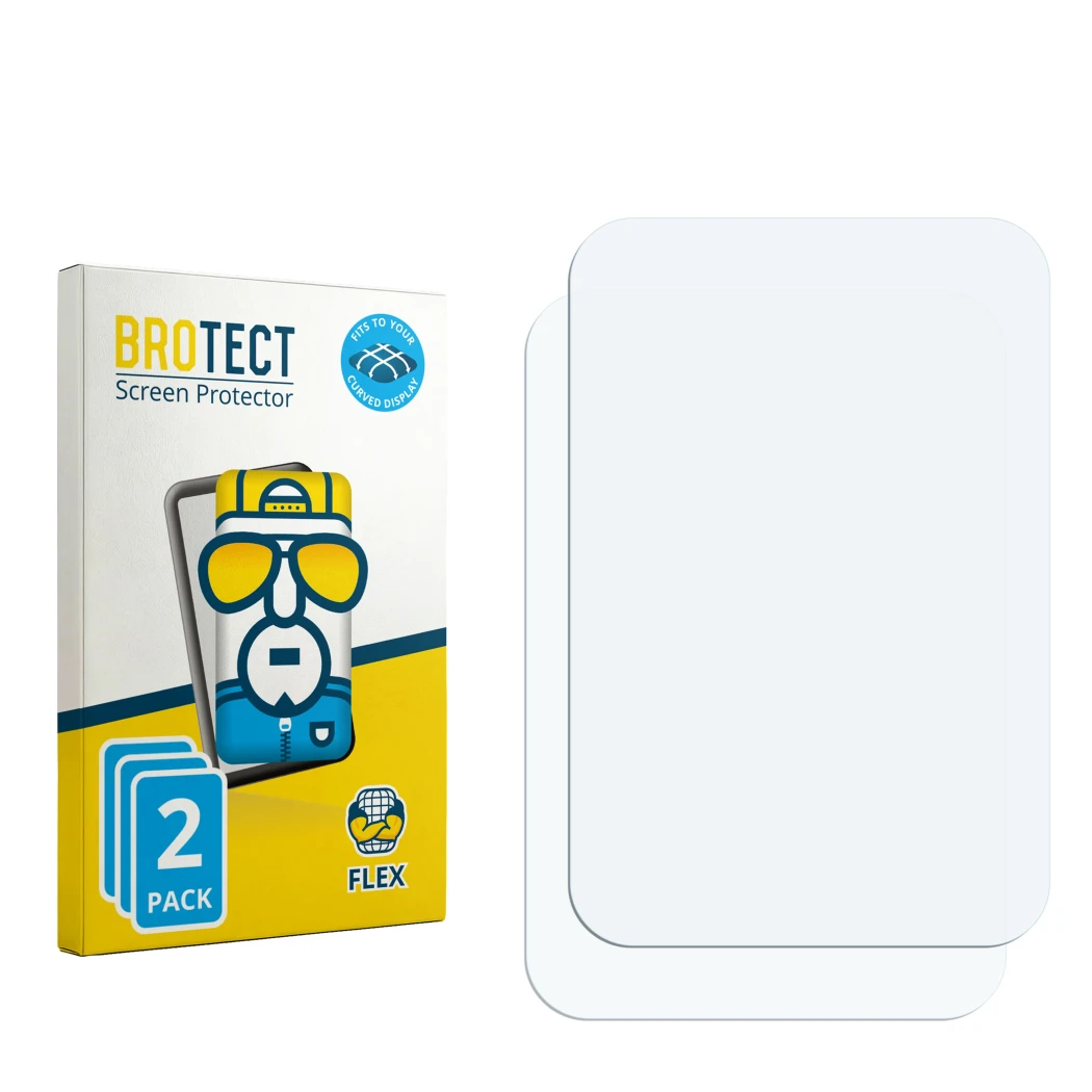 Front side of a product packaging with the brand logo BROTECT. Next to it is the corresponding screen protector.