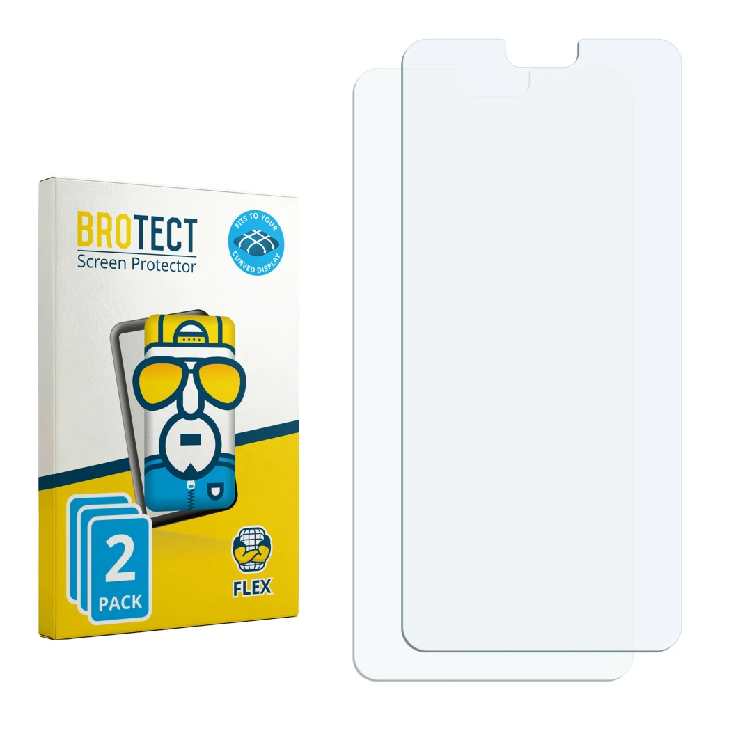 Front side of a product packaging with the brand logo BROTECT. Next to it is the corresponding screen protector.