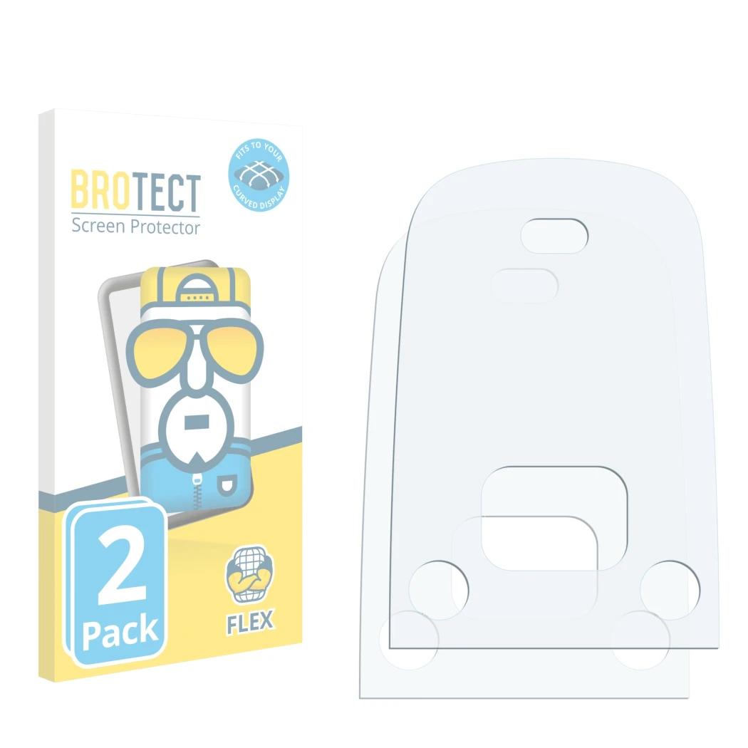 Front side of a product packaging with the brand logo BROTECT. Next to it is the corresponding screen protector.